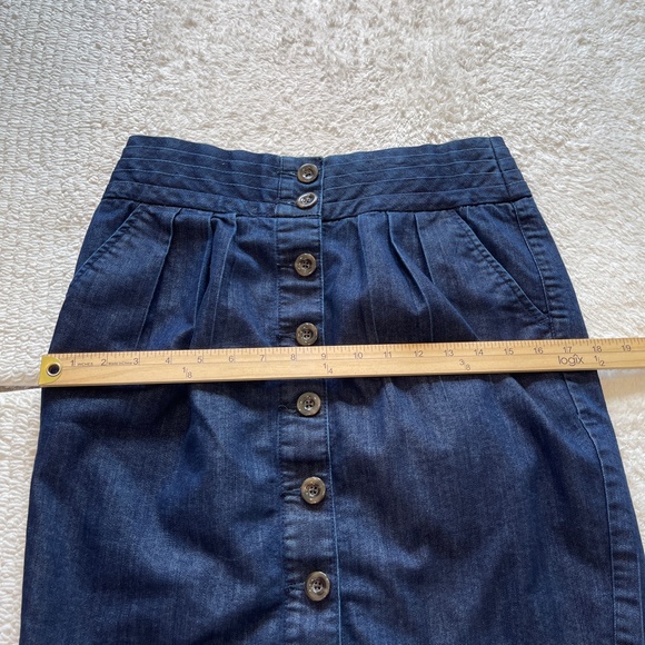 Pilcro and the Letterpress Denim Mini Skirt Size 6 Button Front Pockets Blue - Picture 9 of 10